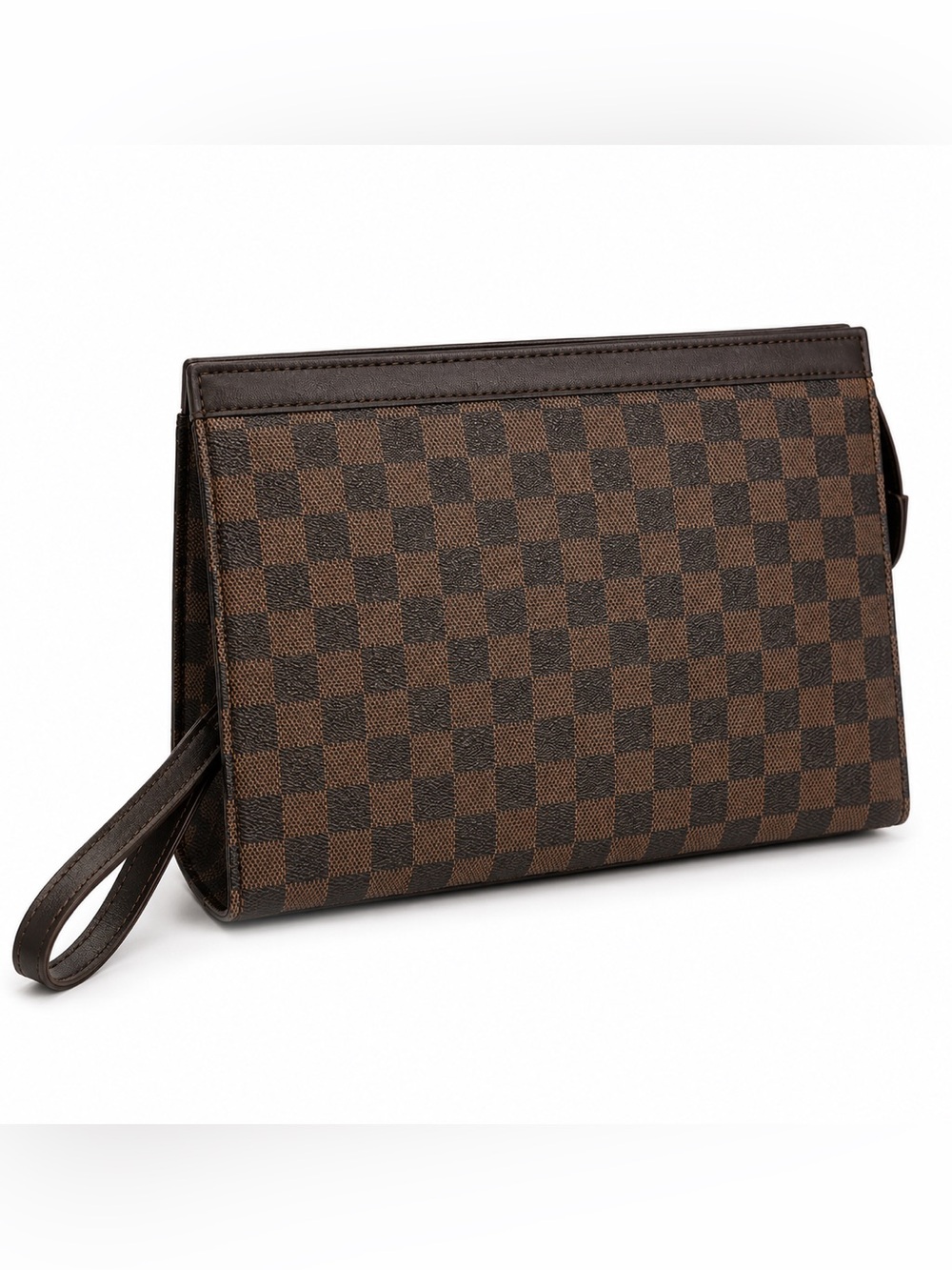 Men's Checkered Travel/WorkPouch - Brown
